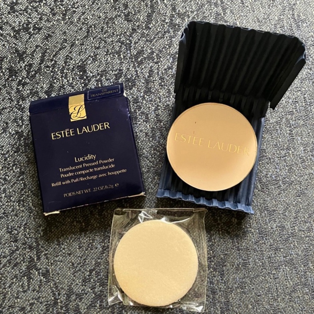 RARE Estée Lauder lucidity translucent pressed powder refill with puff